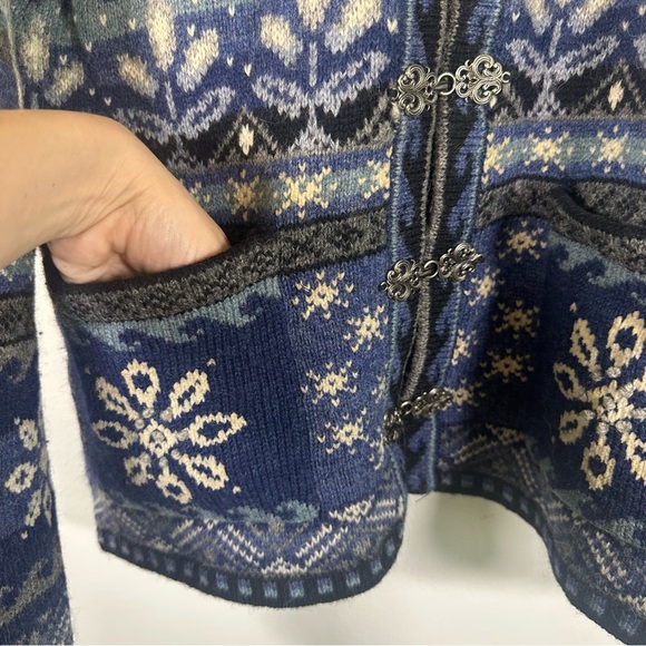 Vintage Icelandic Design Nordic Embellished Wool Blend Cardigan Medium - Picture 5 of 12